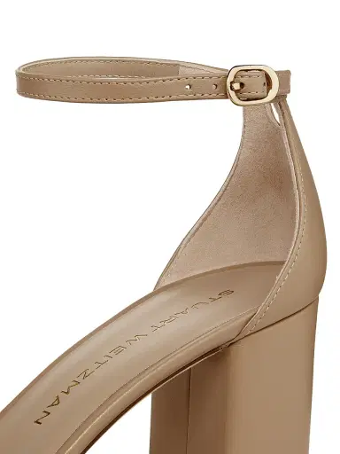 Stuart Weitzman Women's Nudist Block 75MM Metallic Leather Sandals - Adobe | Thumbnail 5 Stuart Weitzman Women's Nudist Block 75MM Metallic Leather Sandals - Adobe | Thumbnail 5