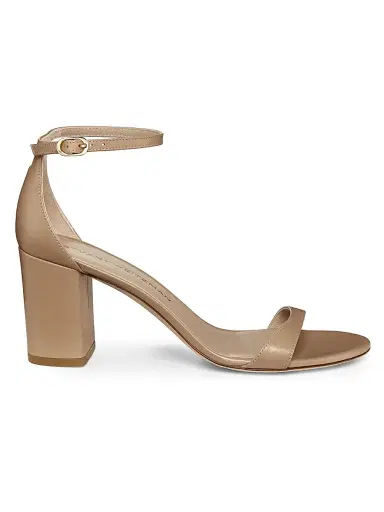 Stuart Weitzman Women's Nudist Block 75MM Metallic Leather Sandals - Adobe | Thumbnail 1 Stuart Weitzman Women's Nudist Block 75MM Metallic Leather Sandals - Adobe | Thumbnail 1