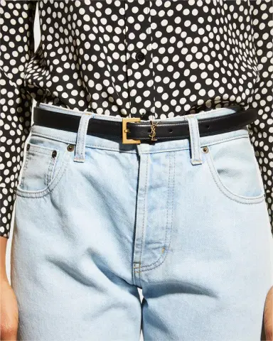Saint Laurent YSL Monogram Leather Belt | Thumbnail 1 Saint Laurent YSL Monogram Leather Belt | Thumbnail 1