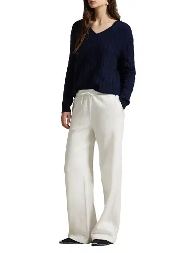 Polo Ralph Lauren Women's Drawstring Fleece Wide-Leg Sweatpants - White | Thumbnail 2 Polo Ralph Lauren Women's Drawstring Fleece Wide-Leg Sweatpants - White | Thumbnail 2