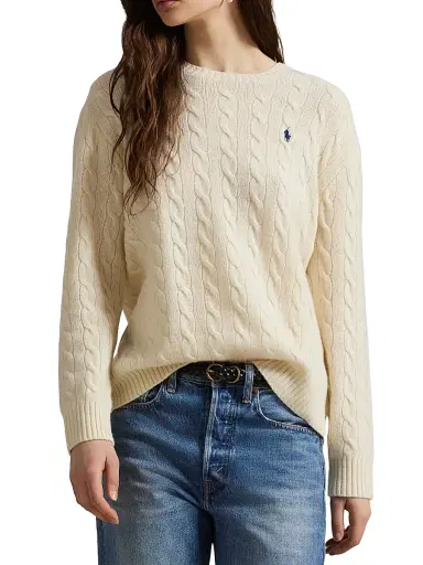 Polo Ralph Lauren Women's Cable-Knit Wool-Cashmere Crewneck Sweater | Thumbnail 4 Polo Ralph Lauren Women's Cable-Knit Wool-Cashmere Crewneck Sweater | Thumbnail 4