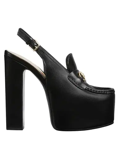 Gucci Women's Horsebit Loafer 145MM Platform Slingback Pumps - Black | Thumbnail 1 Gucci Women's Horsebit Loafer 145MM Platform Slingback Pumps - Black | Thumbnail 1
