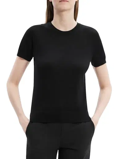 Theory Women's Basic Merino Wool T-Shirt - Black | Thumbnail 3 Theory Women's Basic Merino Wool T-Shirt - Black | Thumbnail 3