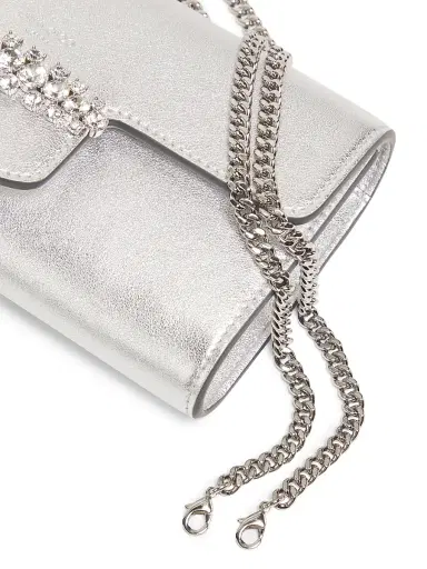 Jimmy Choo Women's Bing Metallic Leather Chain Wallet - Silver | Thumbnail 6 Jimmy Choo Women's Bing Metallic Leather Chain Wallet - Silver | Thumbnail 6