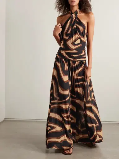 PUCCI Draped Printed Wool-blend Jersey Halterneck Maxi Dress | Thumbnail 2 PUCCI Draped Printed Wool-blend Jersey Halterneck Maxi Dress | Thumbnail 2
