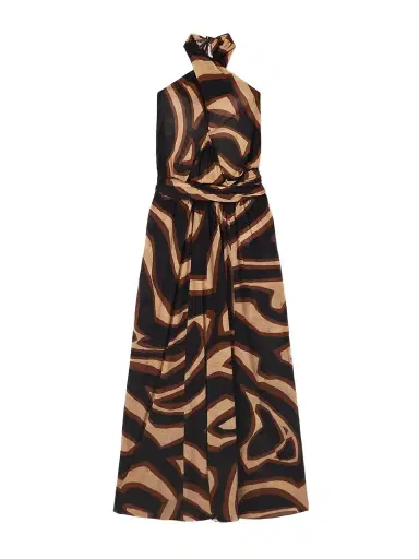 PUCCI Draped Printed Wool-blend Jersey Halterneck Maxi Dress | Thumbnail 1 PUCCI Draped Printed Wool-blend Jersey Halterneck Maxi Dress | Thumbnail 1