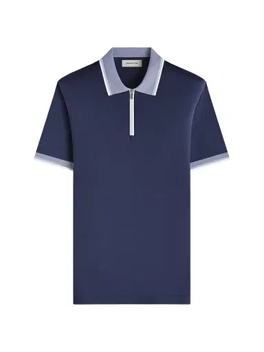 Bugatchi Men's Cotton Quarter-Zip Polo Shirt - Navy | Thumbnail 1 Bugatchi Men's Cotton Quarter-Zip Polo Shirt - Navy | Thumbnail 1