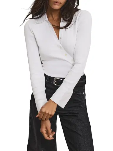 Veronica Beard Women's Brenner Cotton Asymmetric Shirt - White | Thumbnail 3 Veronica Beard Women's Brenner Cotton Asymmetric Shirt - White | Thumbnail 3