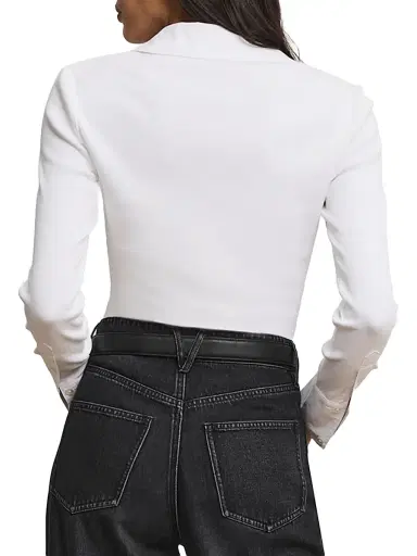 Veronica Beard Women's Brenner Cotton Asymmetric Shirt - White | Thumbnail 4 Veronica Beard Women's Brenner Cotton Asymmetric Shirt - White | Thumbnail 4