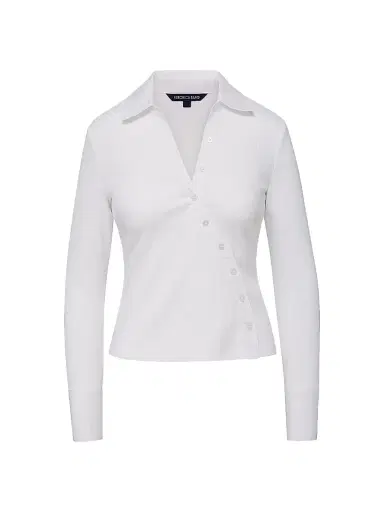 Veronica Beard Women's Brenner Cotton Asymmetric Shirt - White | Thumbnail 1 Veronica Beard Women's Brenner Cotton Asymmetric Shirt - White | Thumbnail 1
