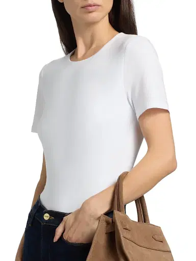 Veronica Beard Women's Benedict Slim-Fit T-Shirt - White - Size Large | Thumbnail 6 Veronica Beard Women's Benedict Slim-Fit T-Shirt - White - Size Large | Thumbnail 6