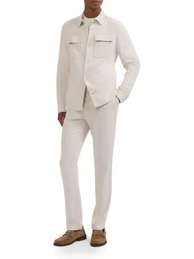 Bugatchi Men's Linen-Blend Shirt Jacket - Ivory - Size Large | Thumbnail 2 Bugatchi Men's Linen-Blend Shirt Jacket - Ivory - Size Large | Thumbnail 2