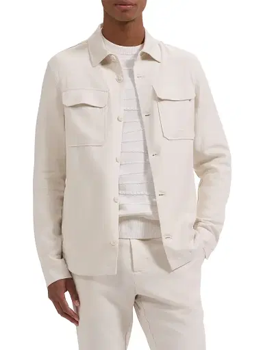 Bugatchi Men's Linen-Blend Shirt Jacket - Ivory - Size Large | Thumbnail 3 Bugatchi Men's Linen-Blend Shirt Jacket - Ivory - Size Large | Thumbnail 3