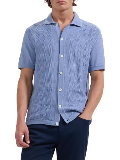 Bugatchi Men's Button-Front Cotton Sweater - Air Blue | Thumbnail 3 Bugatchi Men's Button-Front Cotton Sweater - Air Blue | Thumbnail 3