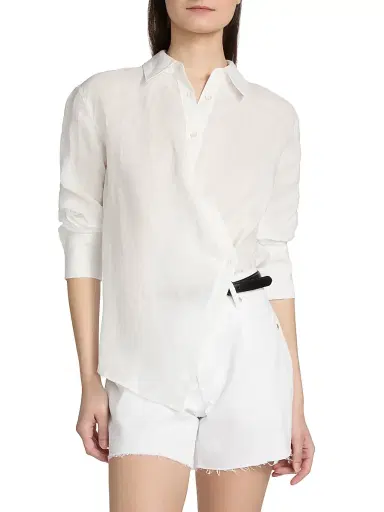 Veronica Beard Women's Perezzi Linen Shirt - White | Thumbnail 3 Veronica Beard Women's Perezzi Linen Shirt - White | Thumbnail 3