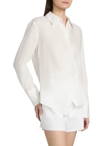 Veronica Beard Women's Perezzi Linen Shirt - White | Thumbnail 4 Veronica Beard Women's Perezzi Linen Shirt - White | Thumbnail 4