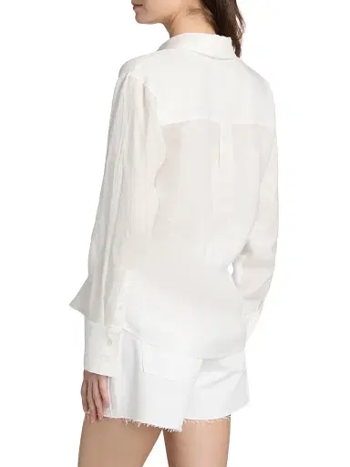 Veronica Beard Women's Perezzi Linen Shirt - White | Thumbnail 5 Veronica Beard Women's Perezzi Linen Shirt - White | Thumbnail 5