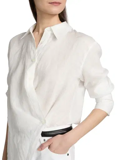 Veronica Beard Women's Perezzi Linen Shirt - White | Thumbnail 6 Veronica Beard Women's Perezzi Linen Shirt - White | Thumbnail 6