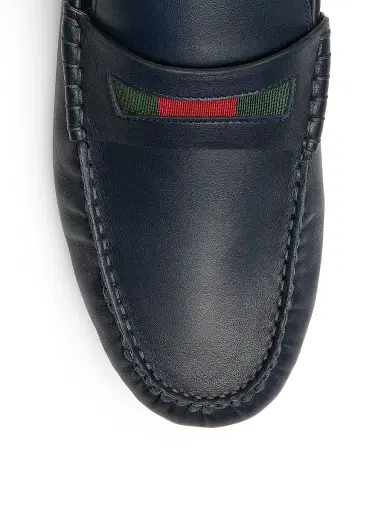 Gucci Men's Embroidered Web Leather Driving Loafers - Blue - Size 13 | Thumbnail 5 Gucci Men's Embroidered Web Leather Driving Loafers - Blue - Size 13 | Thumbnail 5