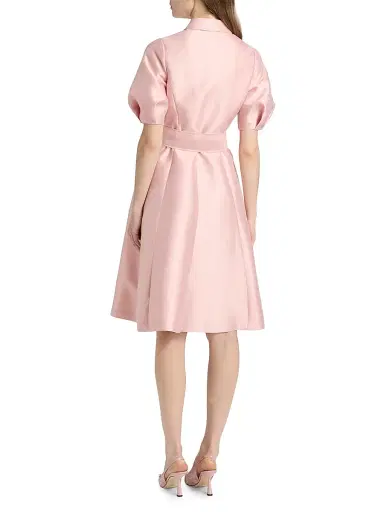 Teri Jon by Rickie Freeman Women's Tie-Waist Faille Knee-Length Shirtdress - Blush | Thumbnail 5 Teri Jon by Rickie Freeman Women's Tie-Waist Faille Knee-Length Shirtdress - Blush | Thumbnail 5