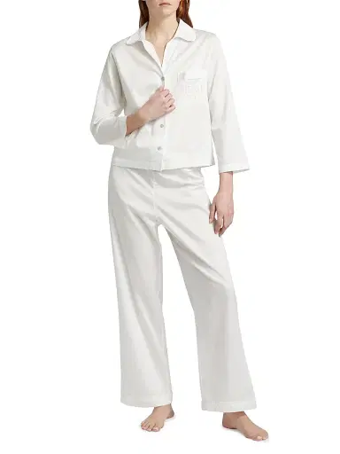 Natori Women's Essentials Embroidered Cotton Sateen Pajamas | Thumbnail 2 Natori Women's Essentials Embroidered Cotton Sateen Pajamas | Thumbnail 2