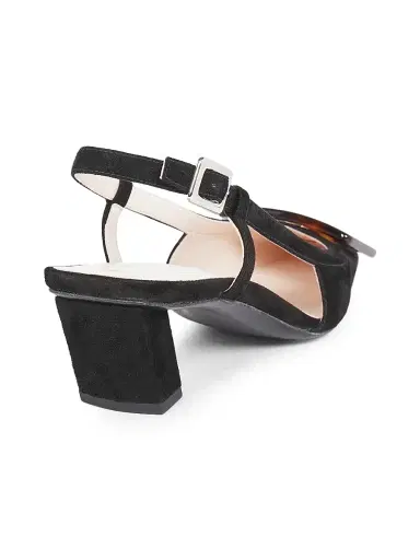 Roger Vivier Women's Belle Vivier 45mm Suede Slingback Pumps - Nero | Thumbnail 2 Roger Vivier Women's Belle Vivier 45mm Suede Slingback Pumps - Nero | Thumbnail 2