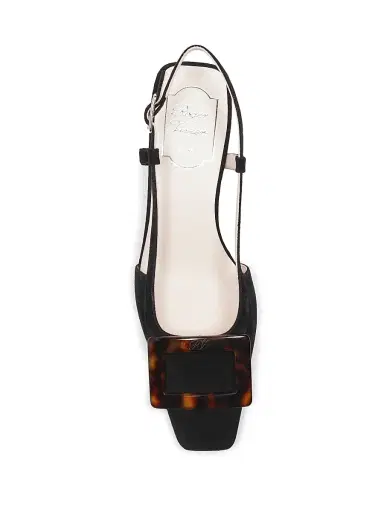 Roger Vivier Women's Belle Vivier 45mm Suede Slingback Pumps - Nero | Thumbnail 4 Roger Vivier Women's Belle Vivier 45mm Suede Slingback Pumps - Nero | Thumbnail 4