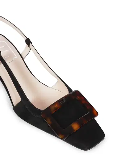 Roger Vivier Women's Belle Vivier 45mm Suede Slingback Pumps - Nero | Thumbnail 5 Roger Vivier Women's Belle Vivier 45mm Suede Slingback Pumps - Nero | Thumbnail 5