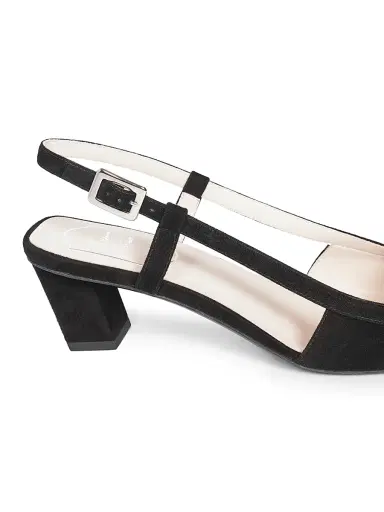 Roger Vivier Women's Belle Vivier 45mm Suede Slingback Pumps - Nero | Thumbnail 6 Roger Vivier Women's Belle Vivier 45mm Suede Slingback Pumps - Nero | Thumbnail 6