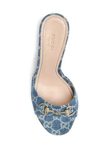 Gucci Women's Erin 5MM GG Canvas Horsebit Sandals - Medium Blue | Thumbnail 4 Gucci Women's Erin 5MM GG Canvas Horsebit Sandals - Medium Blue | Thumbnail 4