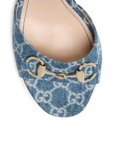 Gucci Women's Erin 5MM GG Canvas Horsebit Sandals - Medium Blue | Thumbnail 5 Gucci Women's Erin 5MM GG Canvas Horsebit Sandals - Medium Blue | Thumbnail 5