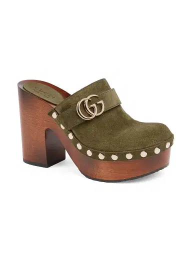 Gucci Women's New Marmont GG 65MM Suede Clogs - Luscious Green | Thumbnail 2 Gucci Women's New Marmont GG 65MM Suede Clogs - Luscious Green | Thumbnail 2