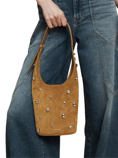 Veronica Beard Women's Crystal-Embellished Suede Shoulder Bag - Acorn | Thumbnail 2 Veronica Beard Women's Crystal-Embellished Suede Shoulder Bag - Acorn | Thumbnail 2