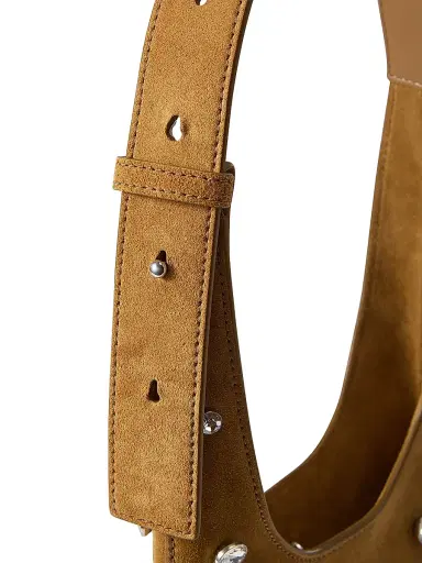 Veronica Beard Women's Crystal-Embellished Suede Shoulder Bag - Acorn | Thumbnail 5 Veronica Beard Women's Crystal-Embellished Suede Shoulder Bag - Acorn | Thumbnail 5