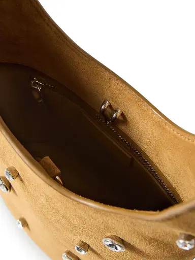 Veronica Beard Women's Crystal-Embellished Suede Shoulder Bag - Acorn | Thumbnail 6 Veronica Beard Women's Crystal-Embellished Suede Shoulder Bag - Acorn | Thumbnail 6