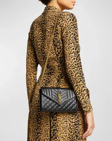 Saint Laurent Envelope Triquilt YSL Crossbody in Grained Leather | Thumbnail 2 Saint Laurent Envelope Triquilt YSL Crossbody in Grained Leather | Thumbnail 2