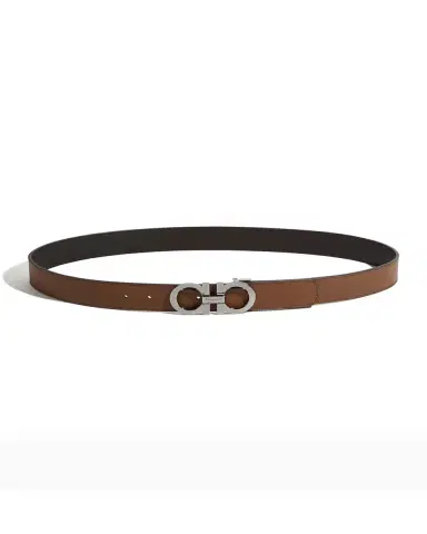 Ferragamo Men's Gancini Reversible Pebbled Leather Belt | Thumbnail 3 Ferragamo Men's Gancini Reversible Pebbled Leather Belt | Thumbnail 3