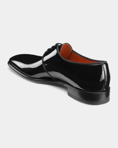 Santoni Men's Patent Leather Grosgrain-Trim Derby Shoes | Thumbnail 2 Santoni Men's Patent Leather Grosgrain-Trim Derby Shoes | Thumbnail 2