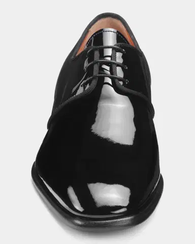 Santoni Men's Patent Leather Grosgrain-Trim Derby Shoes | Thumbnail 3 Santoni Men's Patent Leather Grosgrain-Trim Derby Shoes | Thumbnail 3