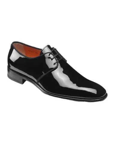 Santoni Men's Patent Leather Grosgrain-Trim Derby Shoes | Thumbnail 1 Santoni Men's Patent Leather Grosgrain-Trim Derby Shoes | Thumbnail 1