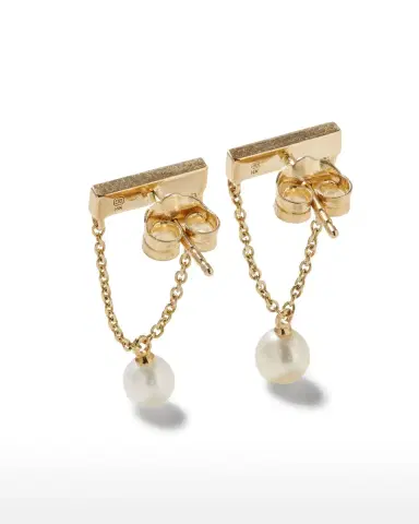 Sydney Evan 14k Diamond Bar & Pearl Earrings | Thumbnail 4 Sydney Evan 14k Diamond Bar & Pearl Earrings | Thumbnail 4