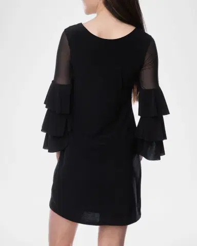 Un Deux Trois Girl's Tiered Sleeve Sheath Dress, Size -16 | Thumbnail 2 Un Deux Trois Girl's Tiered Sleeve Sheath Dress, Size -16 | Thumbnail 2