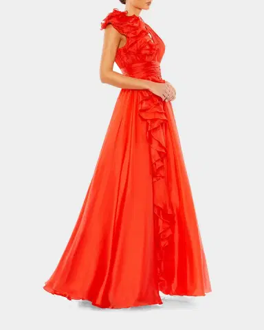 Mac Duggal Ruffle Deep V-Neck Chiffon Gown | Thumbnail 3 Mac Duggal Ruffle Deep V-Neck Chiffon Gown | Thumbnail 3