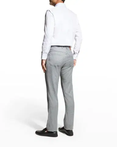 Charvet Men's Basic Solid Point-Collar Dress Shirt with French Cuffs | Thumbnail 5 Charvet Men's Basic Solid Point-Collar Dress Shirt with French Cuffs | Thumbnail 5