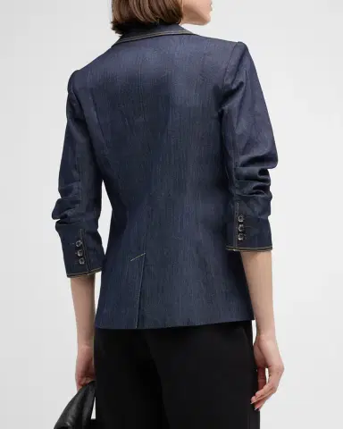 Cinq a Sept Khloe Denim Blazer | Thumbnail 3 Cinq a Sept Khloe Denim Blazer | Thumbnail 3