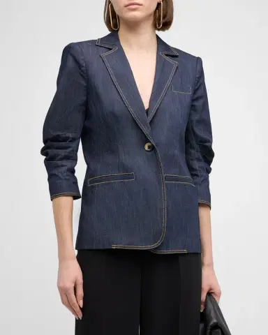 Cinq a Sept Khloe Denim Blazer | Thumbnail 4 Cinq a Sept Khloe Denim Blazer | Thumbnail 4