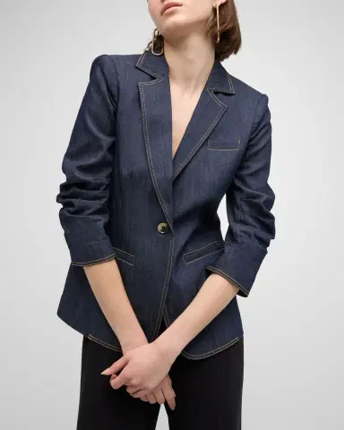 Cinq a Sept Khloe Denim Blazer | Thumbnail 7 Cinq a Sept Khloe Denim Blazer | Thumbnail 7