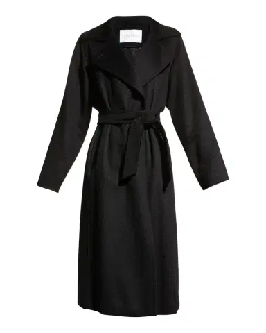 Max Mara Manuela Belted Camel Hair Coat, Black | Thumbnail 1 Max Mara Manuela Belted Camel Hair Coat, Black | Thumbnail 1