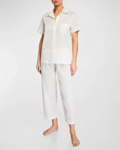 Pour Les Femmes Cotton Lawn Short-Sleeve Crop Pajama Set | Thumbnail 2 Pour Les Femmes Cotton Lawn Short-Sleeve Crop Pajama Set | Thumbnail 2