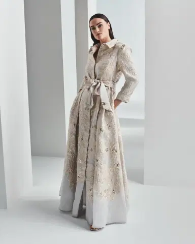 Rickie Freeman for Teri Jon Metallic Brocade Shirtdress Gown | Thumbnail 4 Rickie Freeman for Teri Jon Metallic Brocade Shirtdress Gown | Thumbnail 4